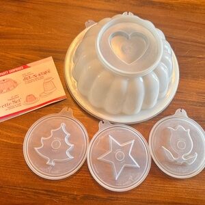 Vintage Jello Mold with interchangeable stars, hearts, Christmas tree